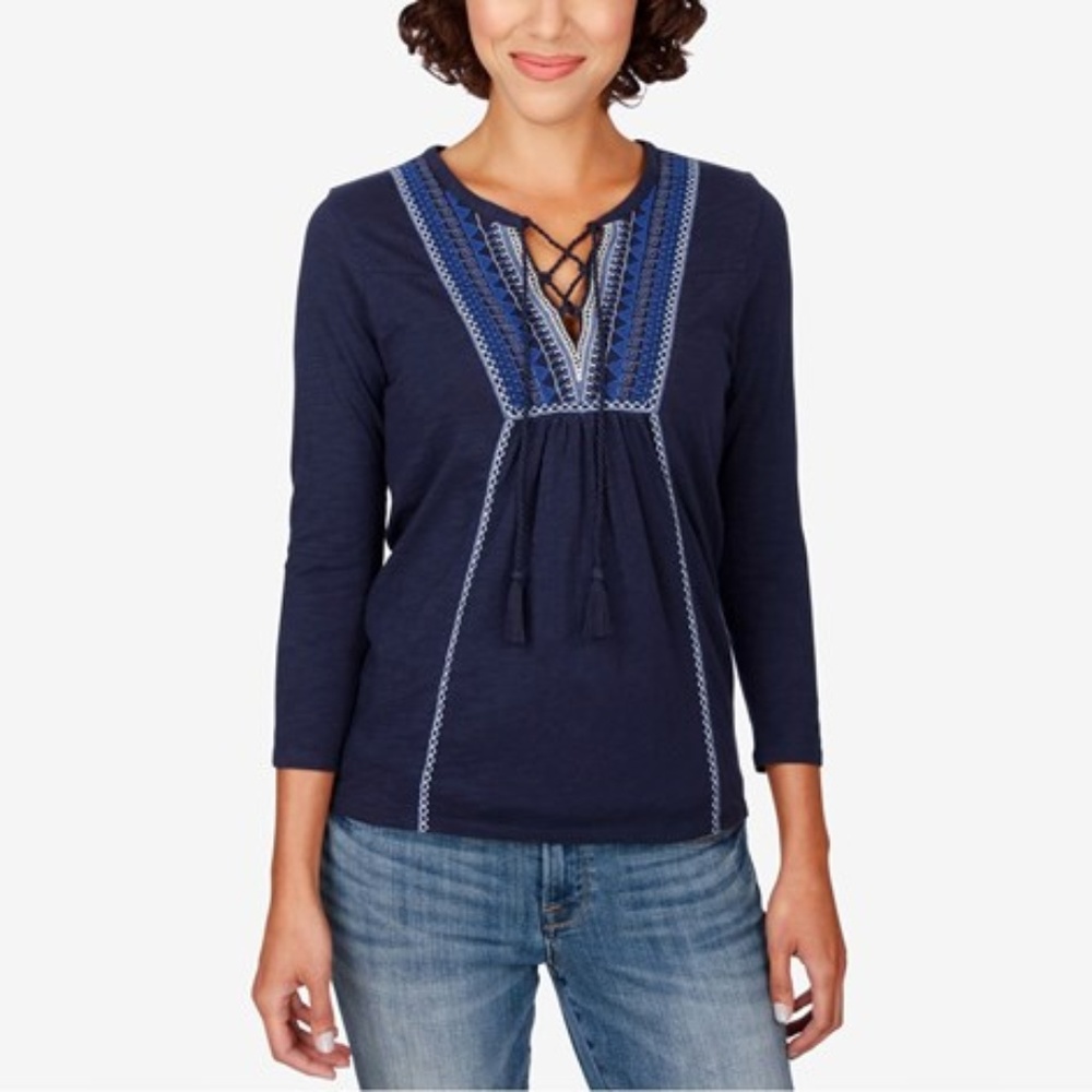 Lucky Brand navy blue blouse